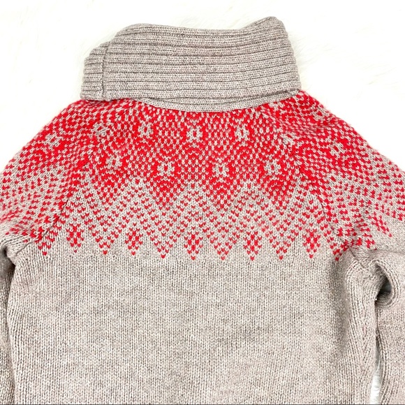 GAP Fair Isle Lambs’ Wool Sweater Festive Thick Knit Cowl Neck Turtleneck Nordic - Picture 10 of 16
